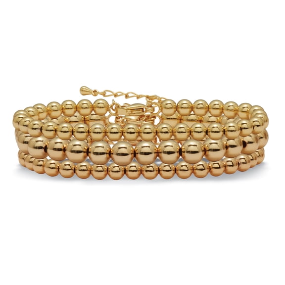 Goldtone Ball Bead Bracelets 7-inch length plus 2-inch extension, 3-Piece Set