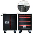 thumbnail image 5 of Black &amp; Red Steel Tool Cart - Double Door Garage Cabinet, 22" Mobile Storage with Locking Drawers &amp; Wheels, 5 of 19