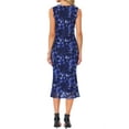 thumbnail image 3 of Mesh Floral Dress for Women's Sleeveless Crew Neck Cocktail Party Midi Dresses L Dark Blue, 3 of 6