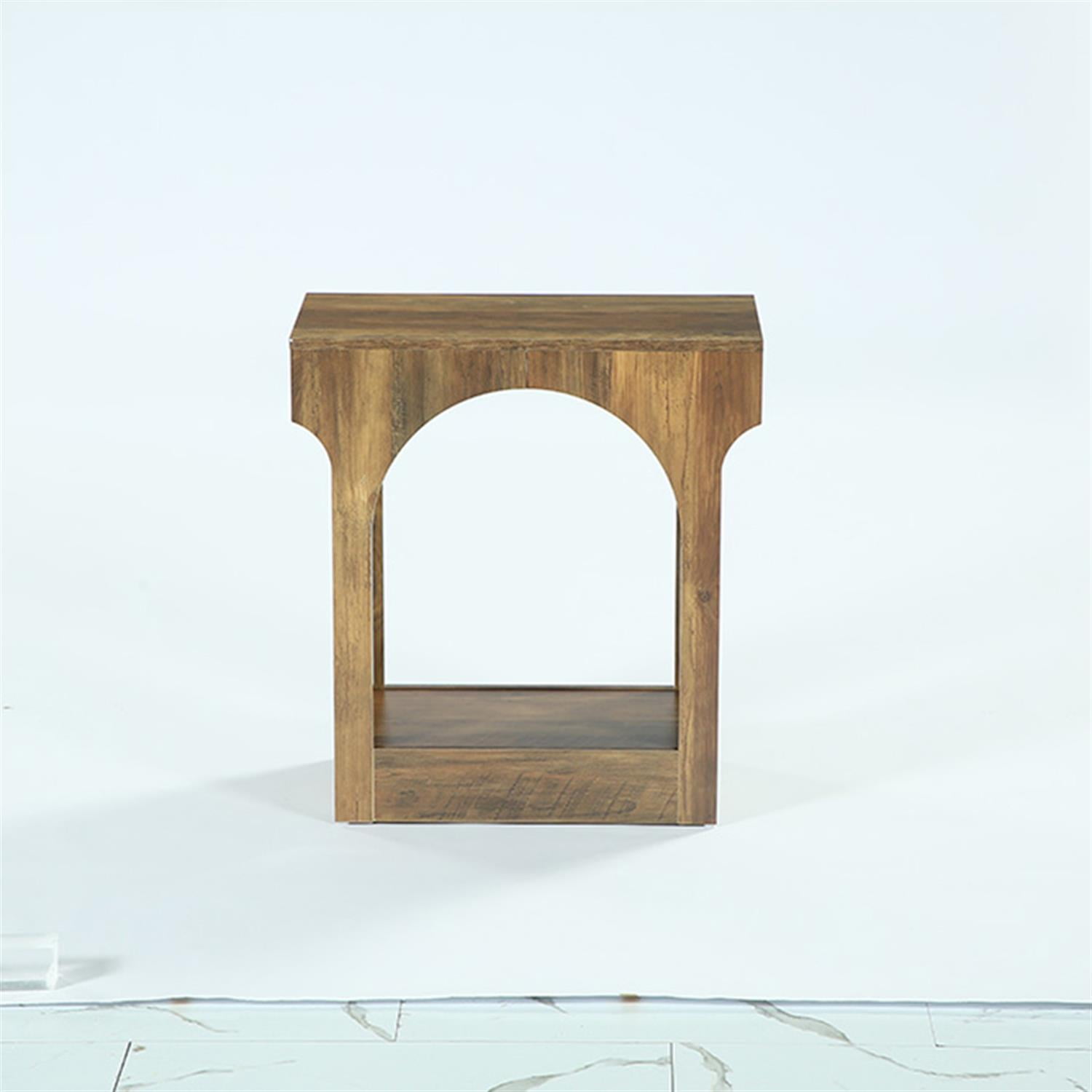 Demi Bonn 25.6" Narrow End Table, Sofa Side Table with Storage Shelf for Hallway, Bedroom, Living Room, Brown