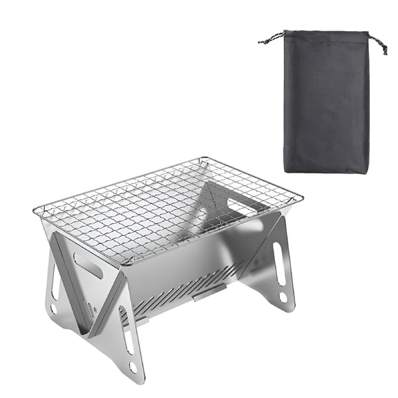 HIBIBUD Stainless Steel Grill BBQ Charcoal Stove Outdoor Picnic Portable Camping