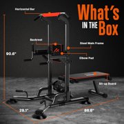 SQUATZ Pull-Up Dip Station - Your All-in-One Power Tower Gym and Chin-Up Bar Stand with Collapsible Bench for Home Exercise and Bench Press