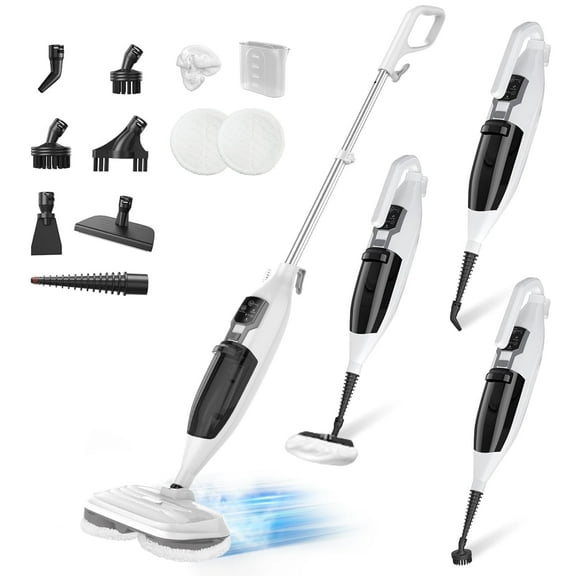 Steam Mop with Rotating Pads, 10 in 1 Handheld Steam Cleaner Detachable Floor Steamer for Kitchen, Hardwood Floor,Clothes,Windows,Tiles,Furniture,Carpet, For Home Use