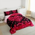 thumbnail image 3 of jejeloiu Romantic Loves Pattern Queen Comforter Set,Western Valentine Day Bedding Sets,Red Flowers Floral Bedding Comforter Set For Girls Kids,Luxury Bedroom Decor Reversible,3-Piece, 3 of 8