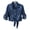 DarkBlue, variant on Womens 3/4 Sleeve Modern Denim Crop Top Tie Knot Shirt Cardigan