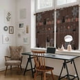 thumbnail image 5 of Japanese Style Kitchen Curtain for Berdoom Living Room Cafe 54 Inch Length, Farmhouse Brown Cat House Trees Flowers Tiers Curtains Light Filtering Drapes Window Treatment 2 Panels 52"Wx54"L, 5 of 8
