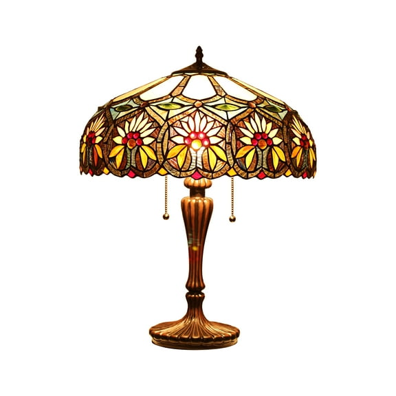 RADIANCE Goods Tiffany-Style 2 Light Floral Table Lamp 18" Shade