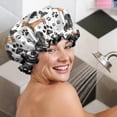 thumbnail image 5 of Shower Caps,Dachshund Footprint Waterproof Shower Cap for Women 4 Pieces,Double Reusable Hair Cover for Shower PEVA Elastic Stretch Hem, 5 of 7