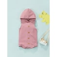 thumbnail image 3 of Douhoow Newborn Baby Boys Girls Romper Infant Cotton Casual Sleeveless Hooded Stripe Jumpsuit, 3 of 9
