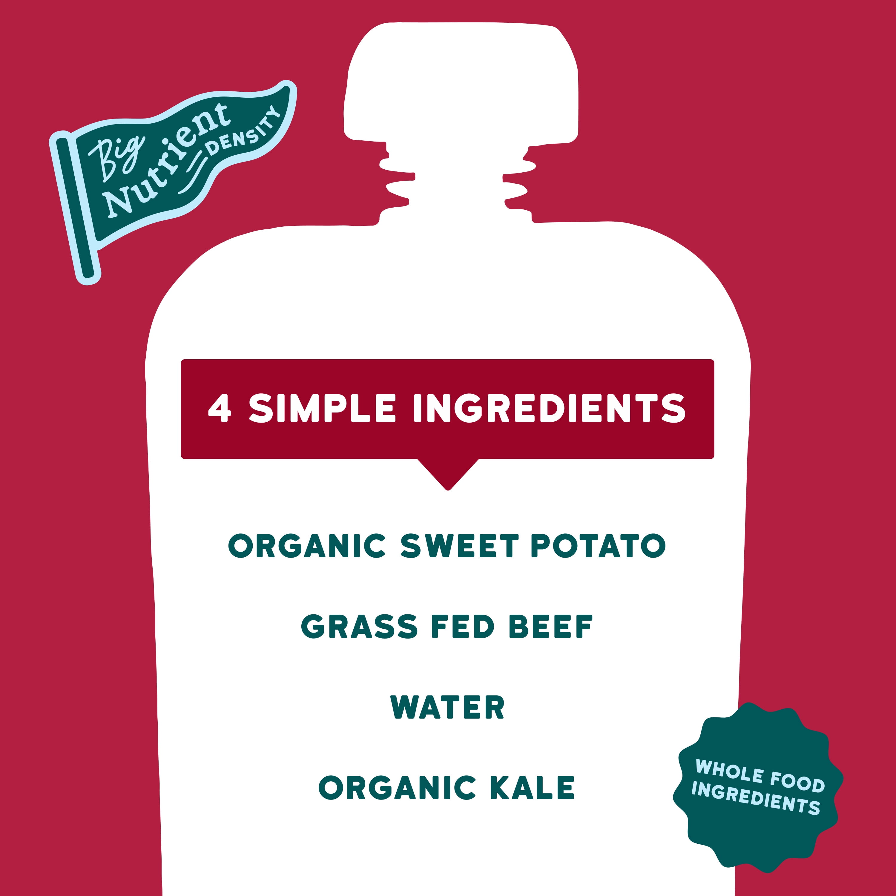 (12 pack) Serenity Kids Organic Grass Fed Beef, Kale & Sweet Potato Stage 2 Baby Food, 3.5 oz
