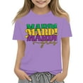thumbnail image 4 of Abcomgle Girls Mardi Gras Shirts Size 14 Carnival Mardi Gras Tee Shirts for Girls Crewneck Short Sleeve T Shirts for Girls Spring Funny Holiday Blouses for Girls, 4 of 4