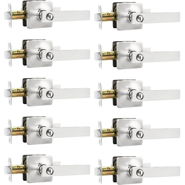Levier d'Intimité Poignée de Porte Intérieure avec Serrure Levier de Porte Carré Robuste pour Lit/salle de Bain Serrures de Porte Sans Clé Réversible pour Portes Gauche Droite