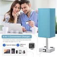 thumbnail image 3 of Fabric Bedside Table Lamp Nightstand Lamp with Warm White LED Bulb Desk Light Touch Control USB A Type-C Charging Ports 2 Power Sockets 3 Levels Dimmable for Living Room Bedroom Study Room Cafe Shop, 3 of 7