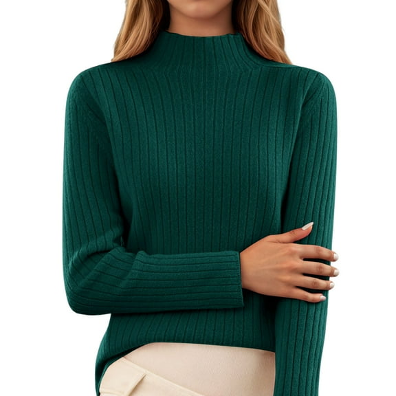 Gyexs V Neck Sweaters for Women Neck Long Sleeve Fuzzy Knit Tops Warm Soft Wool Seamless Pullover Womens Fall Clothes, Dark Green, Size XL
