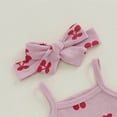 thumbnail image 6 of WUANDIXFA Cherry Baby Outfit Girl Clothes Rib Knit Romper & Shorts Waffled Baby Clothes for Girls 0 3 6 12 18M (Red, 12-18 Months), 6 of 7