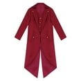 thumbnail image 3 of YEAHDOR Boys Renaissance Steampunk Long Sleeved Tailcoat Medieval Victorian Gothic Notch Lapel Jacket Red 6, 3 of 7