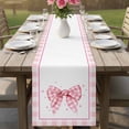 thumbnail image 4 of Pink Bowknot Table Runner - 48 Inch Long Shining Stars Vintage White Plaid Modern Cotton and Linen Blended Dress Scarves Farmhouse Table Runner for Kitchen Dining, Coffee Table, 13" x 48", 4 of 8