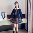 thumbnail image 1 of Conjuntos para niñas uniforme escolar Twinset niños traje niños traje Preppy suéter falda ropa para adolescentes ropa para niños 14T Gao Jinjia LED, 1 of 2