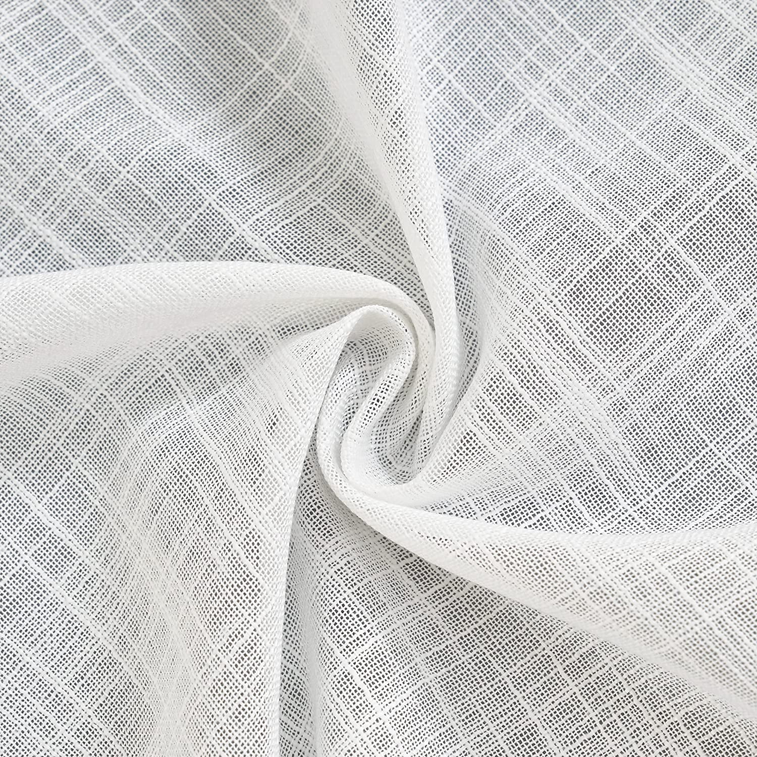 Bailu Linen Translucent Curtain Top Light Filtering Elegant Short Curtains and Curtains for Bedroom 52 x 96 inches long, 2 panels, off-white