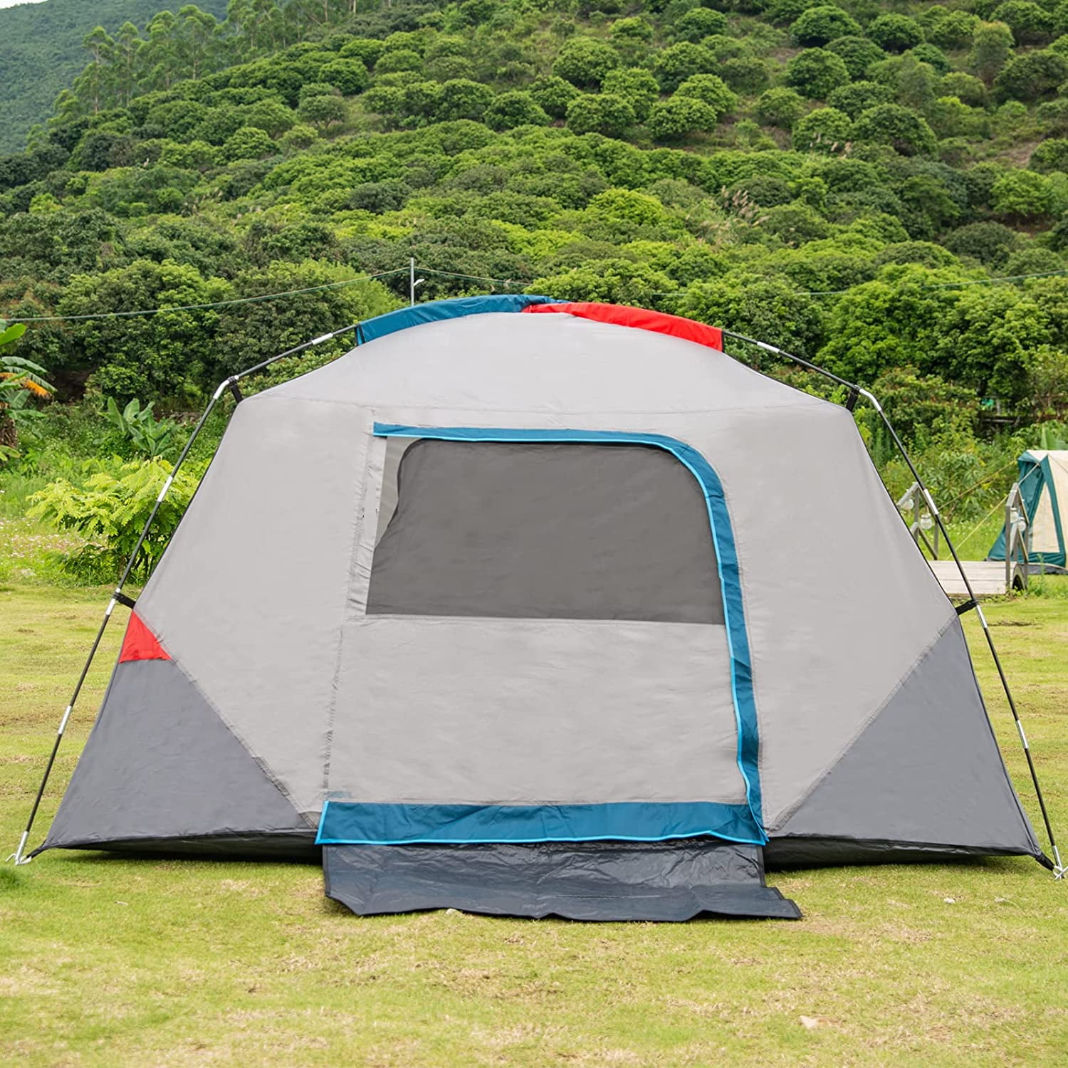 Camping Tent 6 Person 4 Person, Family Dome Tents, Easy Set Up Large Tent for Camp with Top Rainfly, Outdoor Tent with 3 Large Mesh Windows for Hiking Camp Outdoor