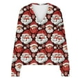 thumbnail image 5 of Womens Christmas Outfit Flannel Sweater Cardigans Button Down Plus Size Santa Claus Xmas Tree Pattern Holiday Coat (XL, Wine 01), 5 of 5