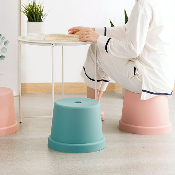 Amosfun Little Stool Plastic Pink Anti-slip Stackable Living Room 1Pack