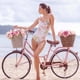 thumbnail image 4 of Traje de baño floral de color rojo vino para mujer, traje de baño de una pieza ajustado para aguas termales junto al mar con falda cruzada, 4 of 8