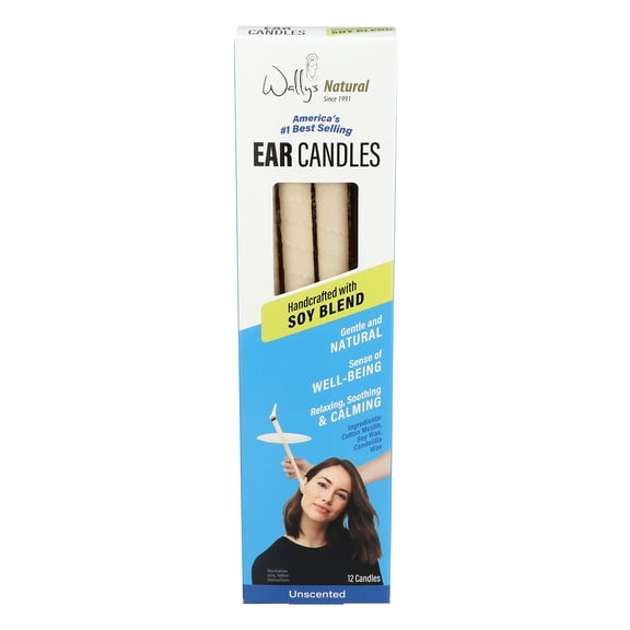 Wally's Natural Unscented Soy Wax Ear Candles, 12 Pack