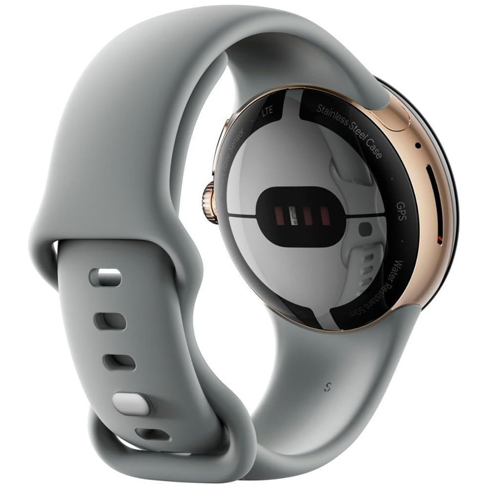 Google GWT9R Pixel Watch Android Smartwatch with Fitbit Activity Tracking, 41mm, Supports LTE, Gold Case with Hazel Active Band