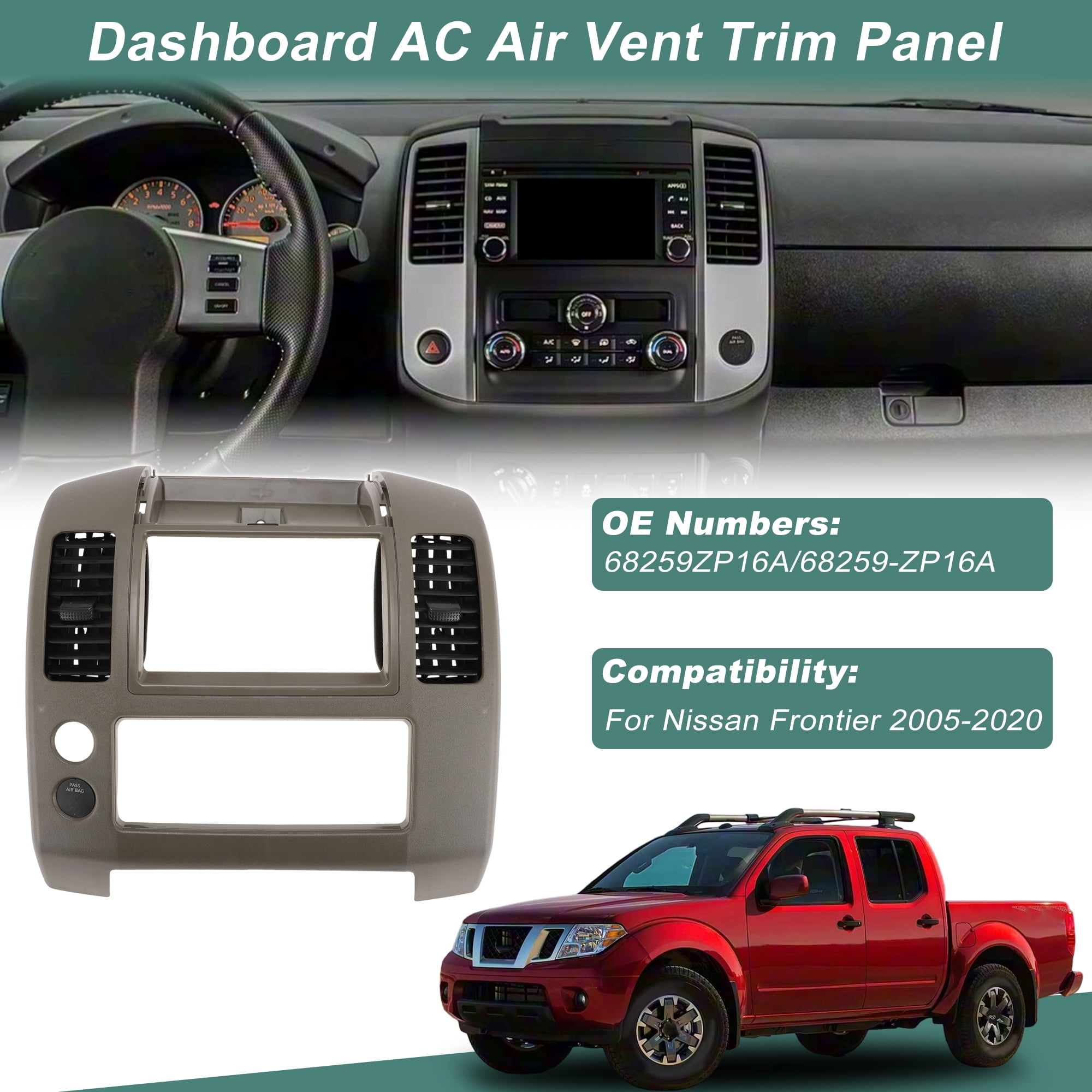 Unique Bargains Center AC Dash Air Vent Trim Panel for Nissan Frontier 2005-2020 Brown