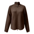 thumbnail image 5 of Ediodpoh Cardigan Sweaters for Women Sweater Coat Casual Zip up Stand Collar Long Sleeve Outerwear Coffee, 5 of 6