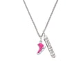 thumbnail image 2 of Delight Jewelry Silvertone 3-D Hot Pink Ice Skate Silvertone Sisters Best Friends Forever Bar Charm Necklace, 23", 2 of 4