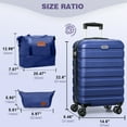 thumbnail image 4 of 3 Pieces Luggage Sets(20"carry on+bags),PC+ABS Hardshell Lightweight Suitcase with TSA Lock,DarkBlue, 4 of 11