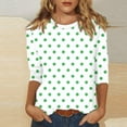thumbnail image 2 of ABATAB 3/4 Sleeve Shirts for Women Fashion Plus Size Polka Dot Crew Neck Business Casual Tops Loose Fit Vacation Work Blouses(Medium,Green), 2 of 5