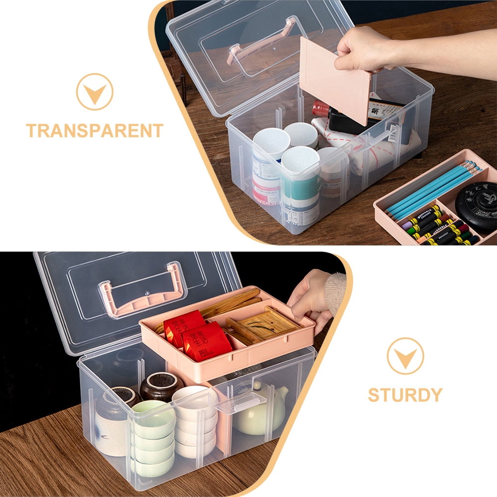 LEORX 1Pcs Small Storage Box For Craft Supplies And Art Materials Transparent Viewing Portable Handling