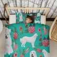 thumbnail image 3 of Great Pyrenees Dog and Flower Duvet Cover and Pillowcase Set for Single Bedding, Bedroom Accessories for Kids Teens, 3 of 5