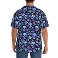 thumbnail image 3 of Kdxio Men's Hawaiian Shirt for Men Short Sleeve Shirt Skull purple flower Summer Casual Holiday Beach Button Down T-Shirts, 3 of 5