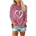 thumbnail image 2 of Women Cute Heart Graphic Shirts Long Sleeve Tops for Valentines Days Fashion Basic Tees Comfy Tunic, 2 of 4