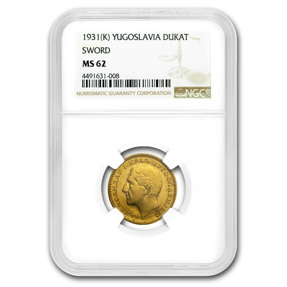1931-K Yugoslavia Gold Dukat Alexander I MS-62 NGC (Sword)