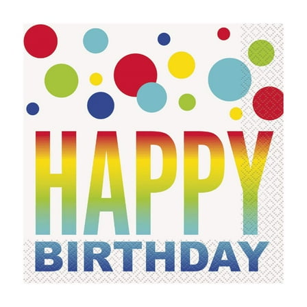 Rainbow Spots Birthday Luncheon Napkins 6.5", 16 Ct.