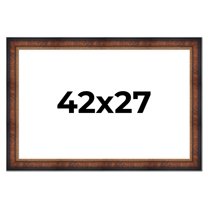 42x27 Frame Brown Walnut Gold Ornate Trim Solid Wood Plein Air Picture Frame | 3 Inch Moulding