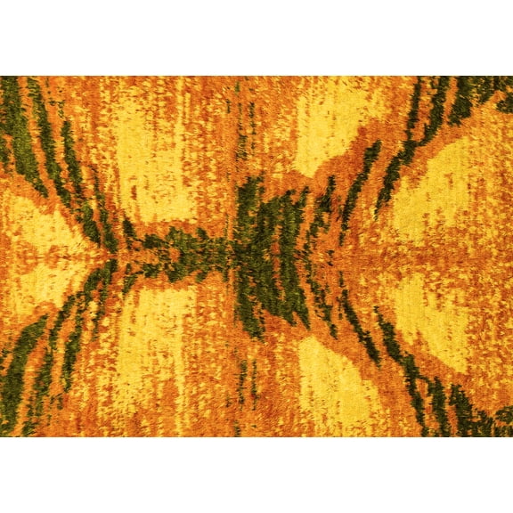 Ahgly Company Indoor Rectangle Abstract Yellow Modern Area Rugs, 6' x 9'