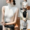 thumbnail image 4 of TrendOFT Sleeveless Shirts for Women 2025 Fall Long Sleeve Turtleneck T Shirt Ribbed Knit Sweater Slim Fit Basic Casual Tee Tops White S, 4 of 4
