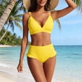 thumbnail image 2 of Trajes de Baño de Corte Alto para Mujeres de Color Sólido con Cojín de Pecho, sin Soporte de Acero Traje de Baño Dividido con Cordón Suelto, Cintura Alta, 2 of 6