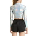 thumbnail image 3 of Jdlsppl Men's Long Sleeve T Shirt Halloween Metallic Crop Top High Neck Outfit Mardi Gras Soft Sexy Summer Blouse Light Blue Medium, 3 of 4