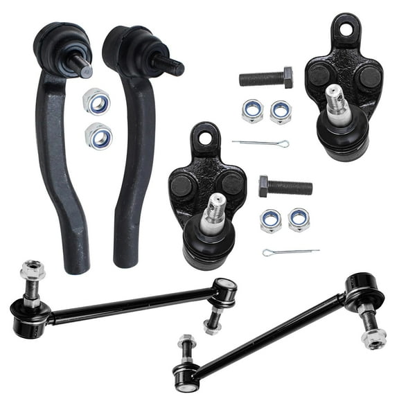 Detroit Axle - Front 6pc Suspension Kit for 2004-2010 Toyota Sienna, 2 Outer Tie Rod Ends 2 Lower Ball Joints 2 Stabilizer Sway Bars 2005 2006 2007 2008 2009 Replacement