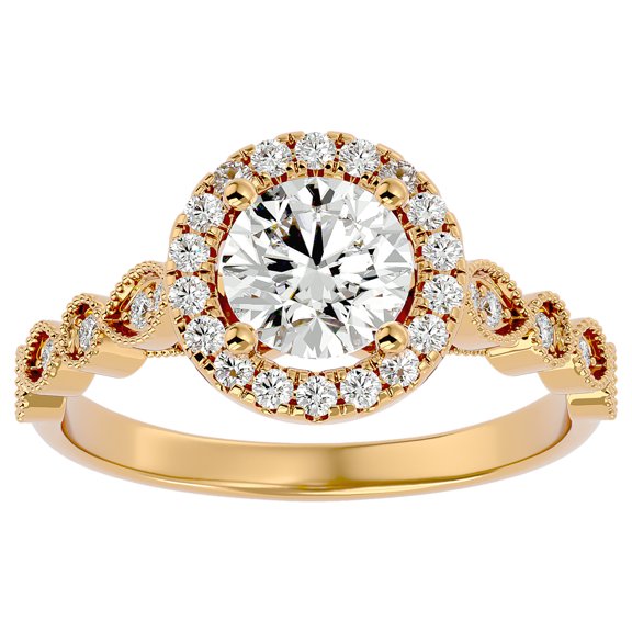 SuperJeweler 1 1/3 Carat Halo Diamond Engagement Ring in 14 Karat Yellow Gold for Women