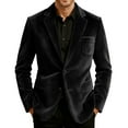 thumbnail image 2 of yuCgh Men's Corduroy Blazer Jacket, Solid Color Casual Suit Cardigan with Warm Pockets, Lightweight Fall Winter Outerwear for Business Casual & Daily Wear,Black,L, 2 of 6