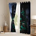 thumbnail image 3 of Homewish Skull Skeleton Raven Blackout Curtains,Green Rose Curtains Pack of 2 (42x84 Each),Happy Halloween Living Room Curtains, 3 of 6