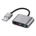 thumbnail image 2 of New External USB Sound Card Audio Jack 3.5mm Cable Adapter HIFI Sound for Microphone Speaker Headset PC Laptop,1 * External USB Sound Card,Gray, 2 of 8